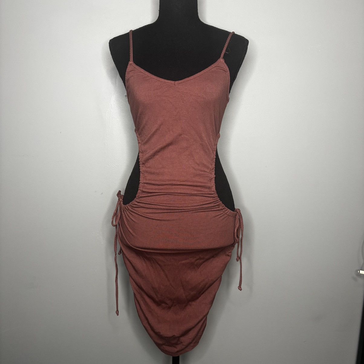 Fashion Nova Stacie Thick Ribbed Mini Dress - Brown Size M / US 6-8 / IT 42-44 - 3 Thumbnail