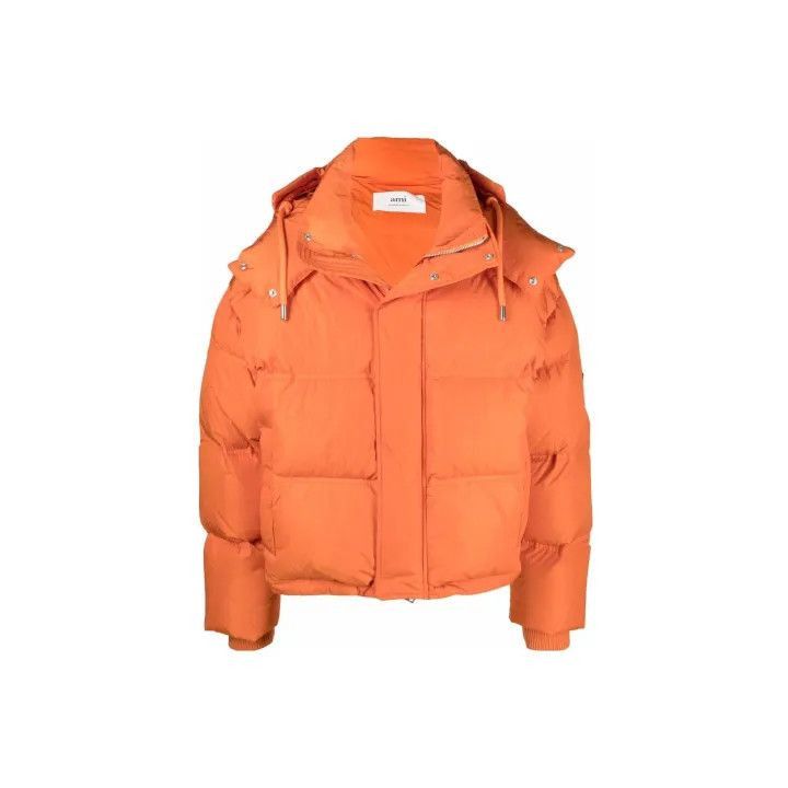 AMI AMIPARIS Orange Hooded Short Puffer Jacket -2507 Size US L / EU 52-54 / 3 - 2 Thumbnail