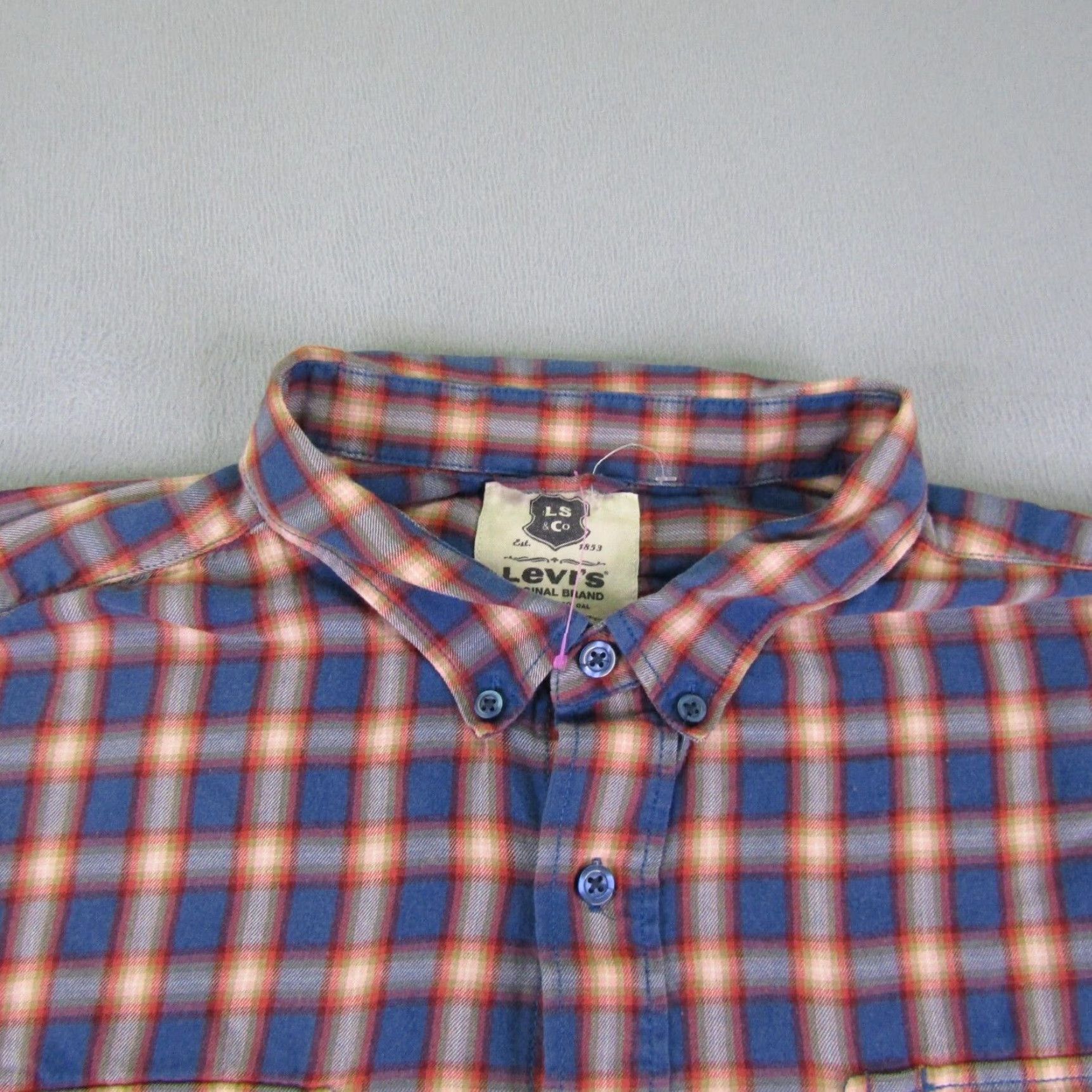 Levi's Levi's Men's Shirt 2XL Casual Workwear Plaid Cotton Twill Button-Up Long Sleeve Blue Size US XXL / EU 58 / 5 - 2 Thumbnail