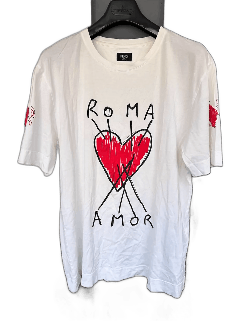 Fendi Fendi Roma Love White Short Sleeve T-Shirt Size US L / EU 52-54 / 3 - 1 Thumbnail