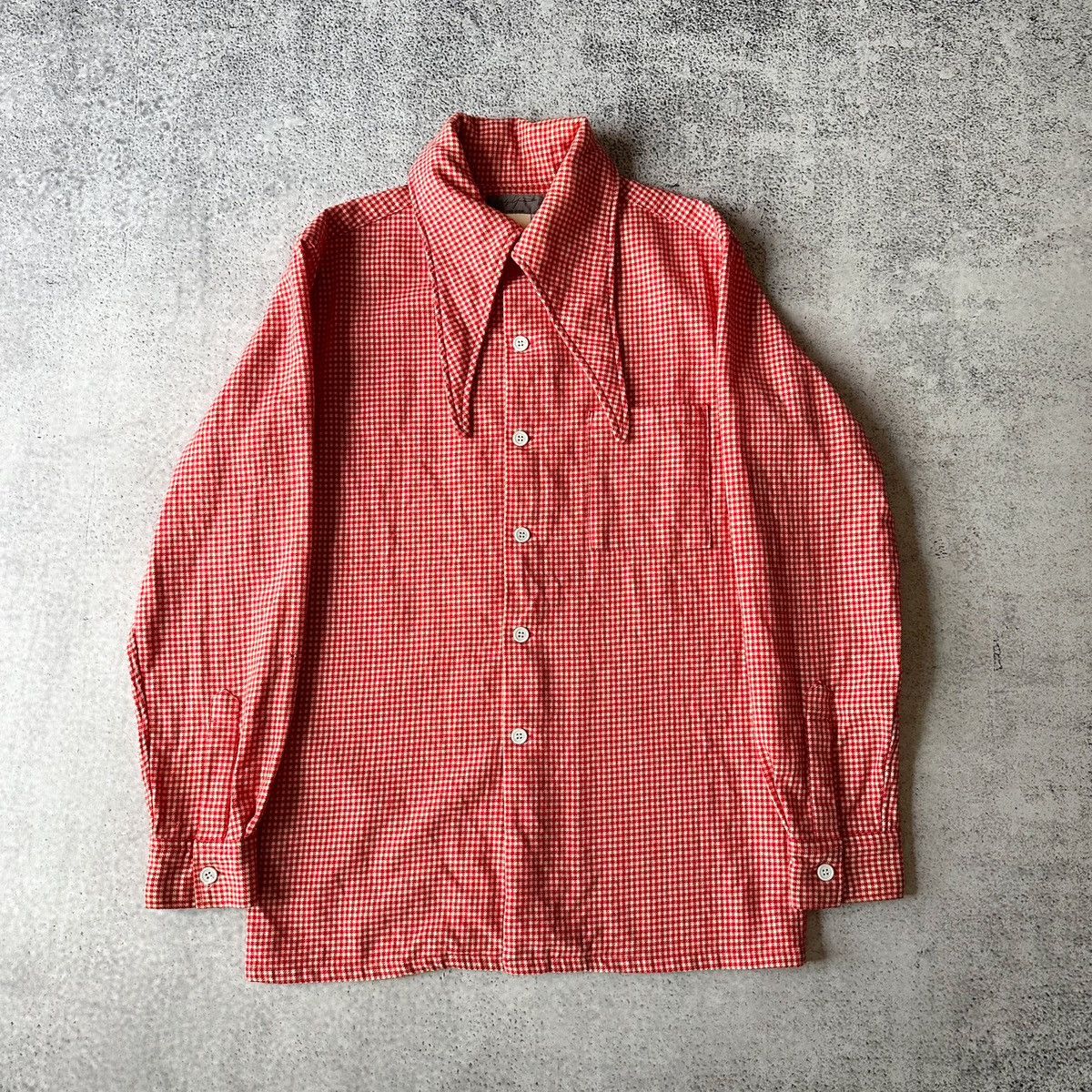 image of Yohji Yamamoto Extended Collar Button Up Shirt in Houndstooth, Men's (Size Medium)