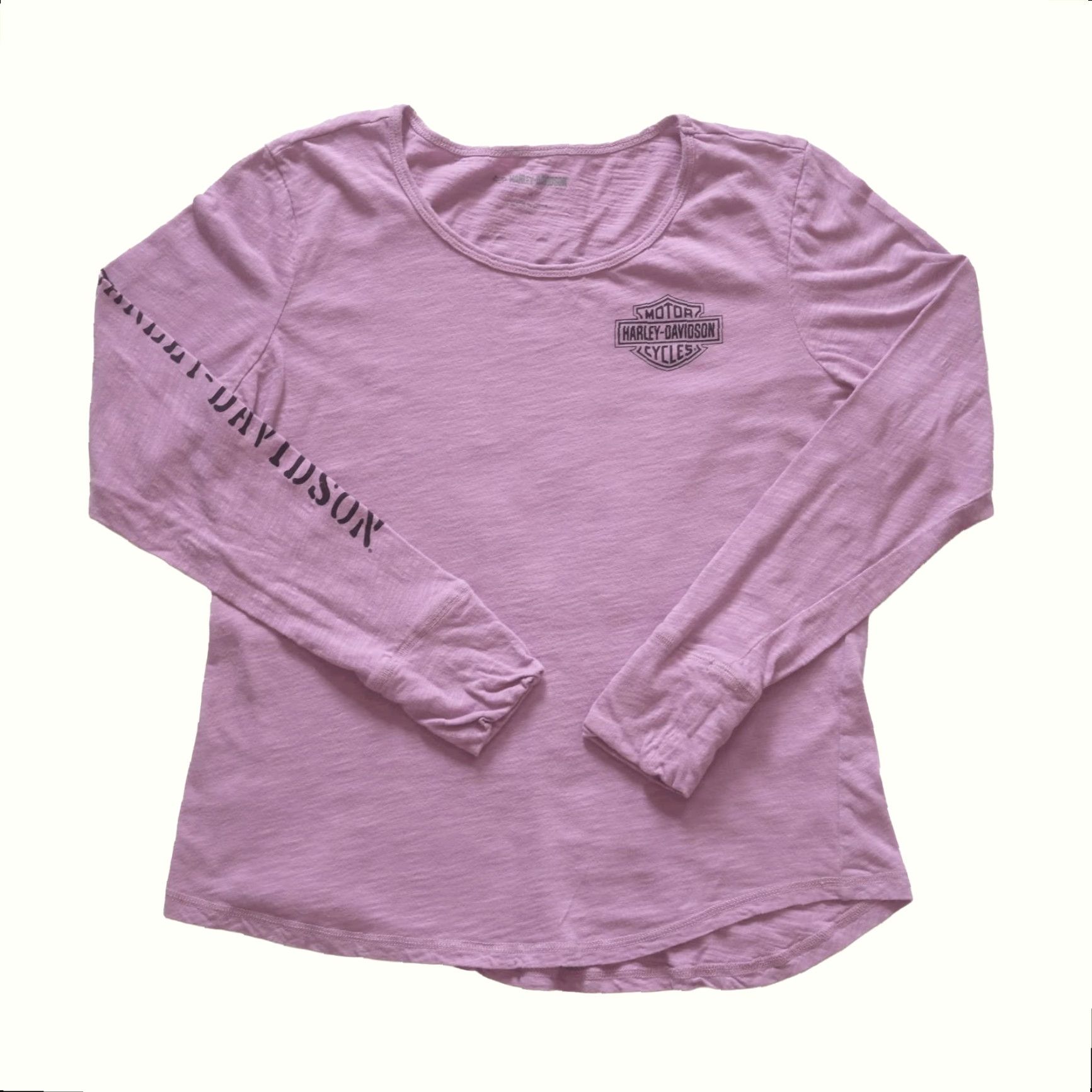 Harley Davidson VINTAGE HARLEY-DAVIDSON T-SHIRT Purple L/S 90s Retro USA WMN M Women’s Size M Short Sleeve Crew Neck Graphic Print Shirt, 2000s Era, Motorcycle Theme Size US M / EU 48-50 / 2 - 3 Thumbnail