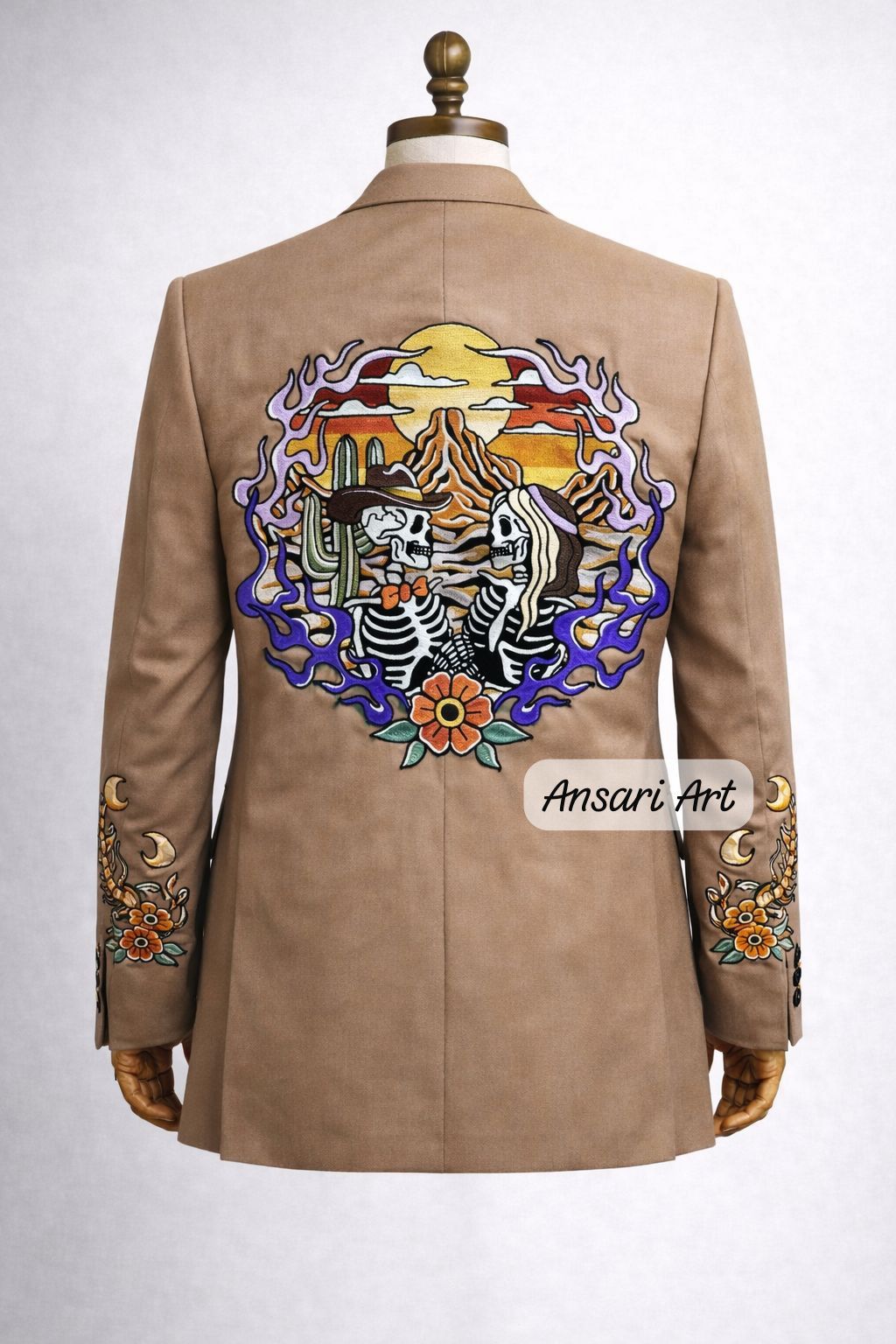Other Men 2PC customized Cactus, Skeleton embroidery western prom Size 46L - 2 Thumbnail