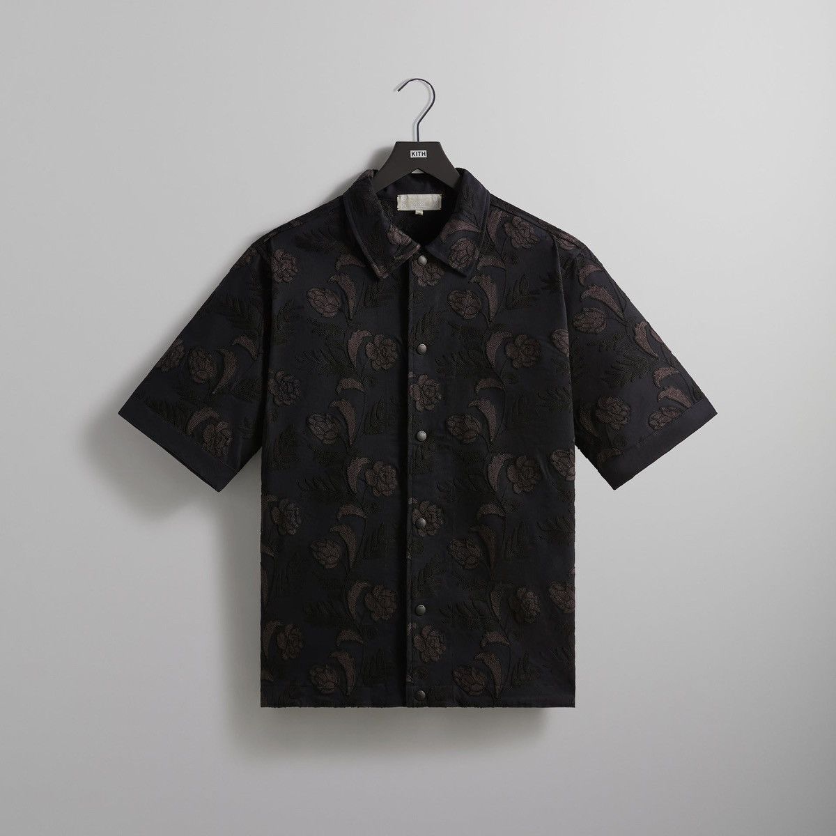 Kith Embroidered Black Floral Stitched Button-Up Shirt Large