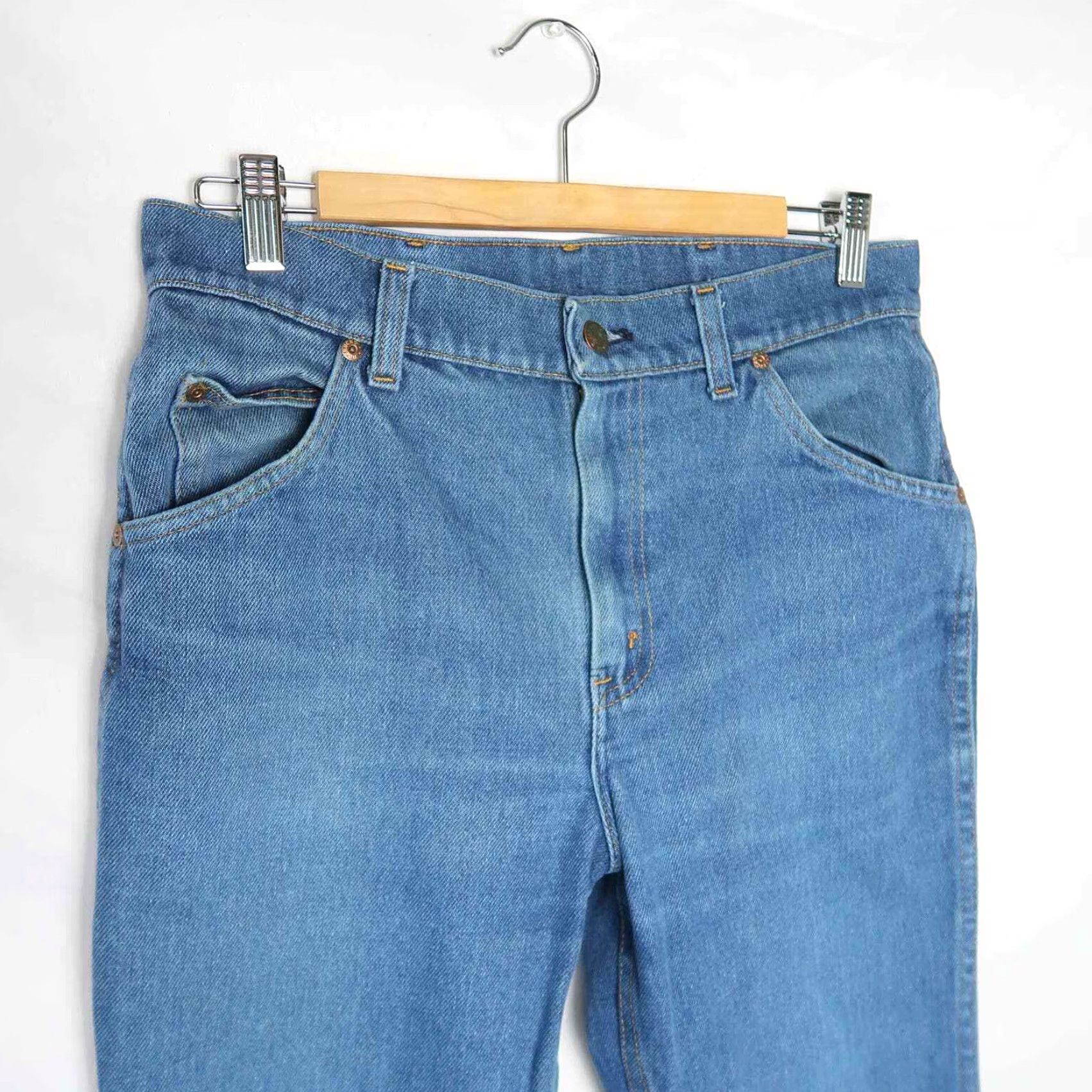 Denime VINTAGE Roebuck's 70s Blue Denim Jeans - 31 Men's Straight Leg, Medium Wash, Casual Cotton, 1970s - Mens 31 Size US 31 - 2 Thumbnail