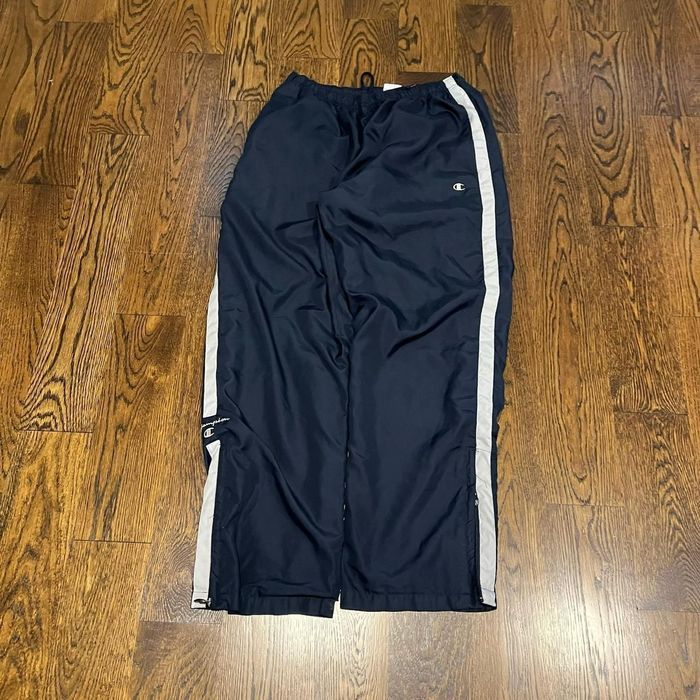 Champion 2000s baggy wide leg navy blue champion striped track pants ...