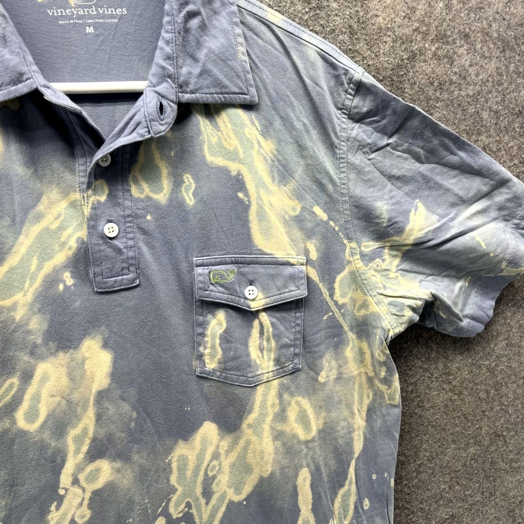 Vineyard Vines Vineyard Vines Polo Shirt Mens M Blue Pima Cotton Bleach Tie Dye Batik Jersey Short Sleeve Polo Mens Size US M / EU 48-50 / 2 - 6 Thumbnail