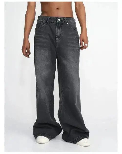 Japanese Brand Gray Washed Baggy Wide Leg Stacked Denim Jeans Size US 30 / EU 46 - 3 Thumbnail