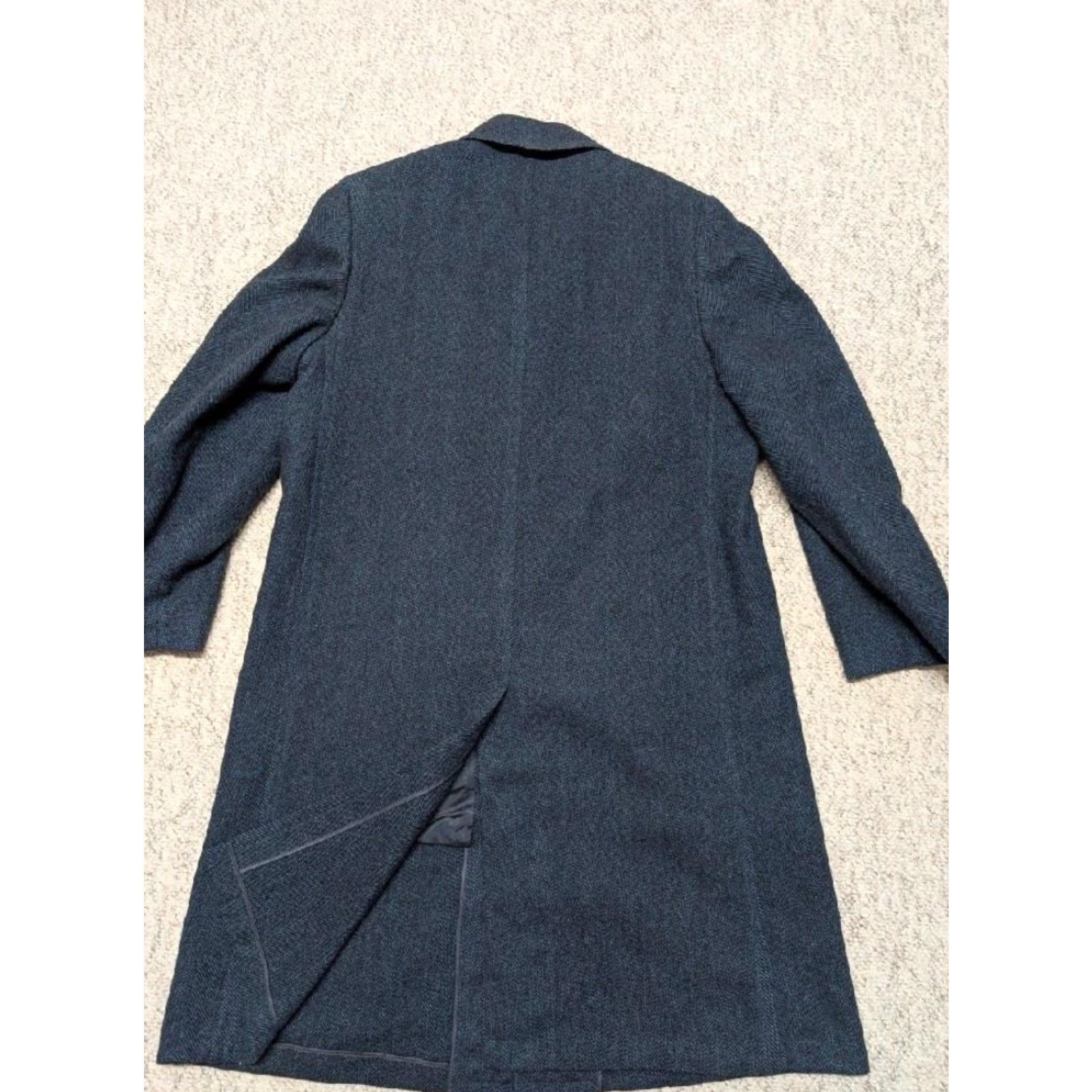 Vintage VINTAGE Curlee Overcoat Coat Mens 44R Blue Tweed Herringbone Donegal Irish Wool 1950s - (adjusted) Size US L / EU 52-54 / 3 - 2 Thumbnail