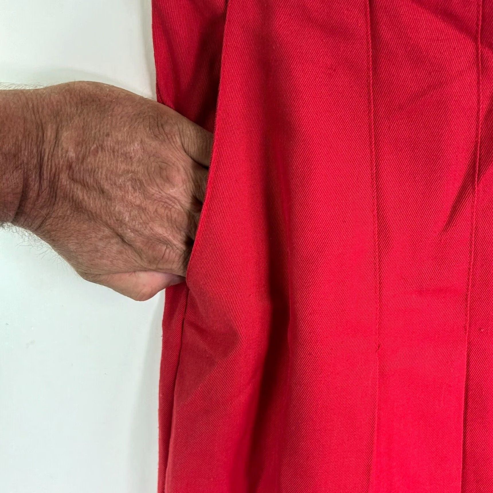 Vintage VINTAGE Fundamental Things Skirt Womens Size 10 A-Line Midi Pockets Red 26X26 80s 90s Pol yester Rayon Zip High Rise - (Machine Washable) Size 32" / US 10 / IT 46 - 2 Thumbnail