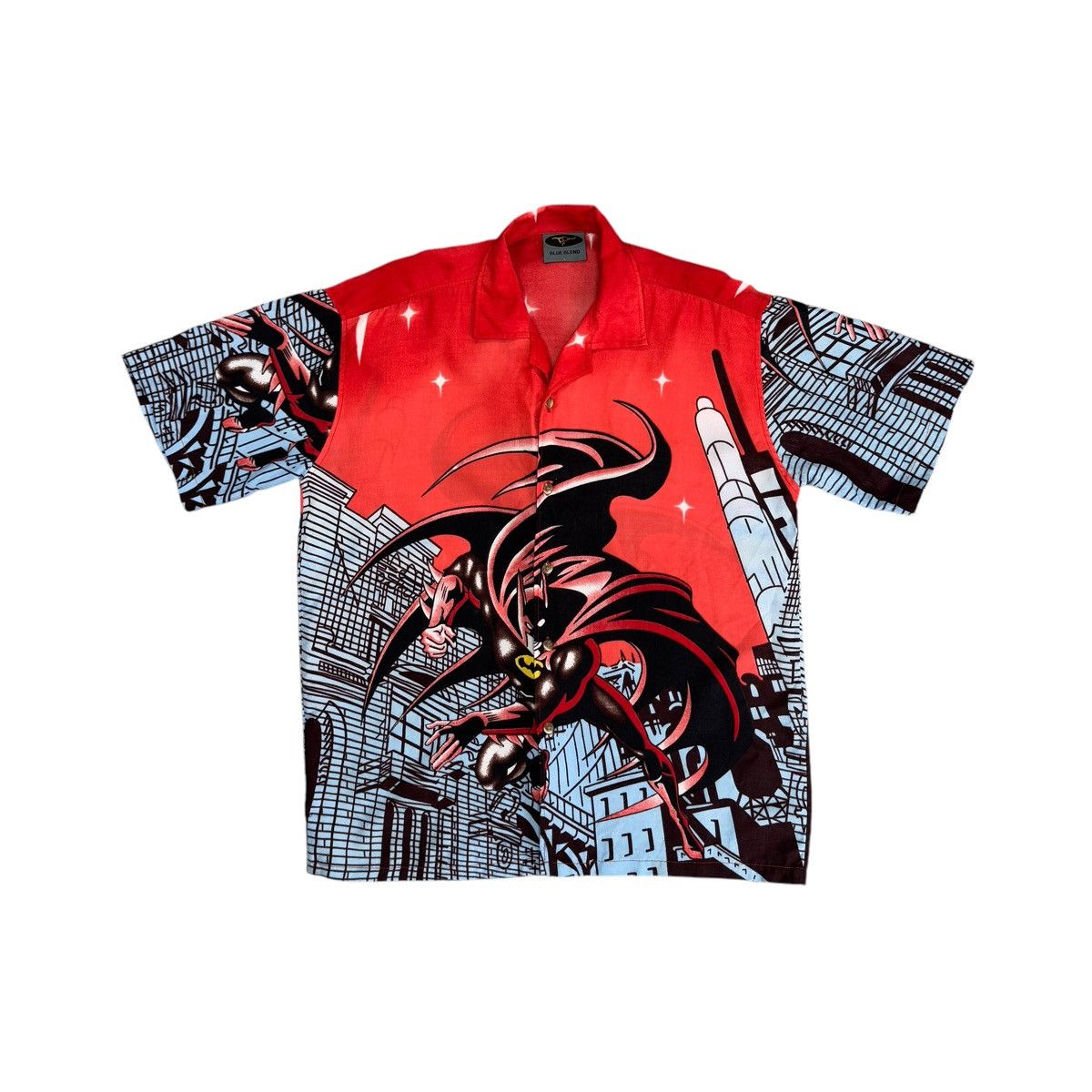 DC Comics × Vintage Blue Blend Batman Comics Aloha Hawaiian Button Shirt Size L Size US L / EU 52-54 / 3 - 1 Thumbnail