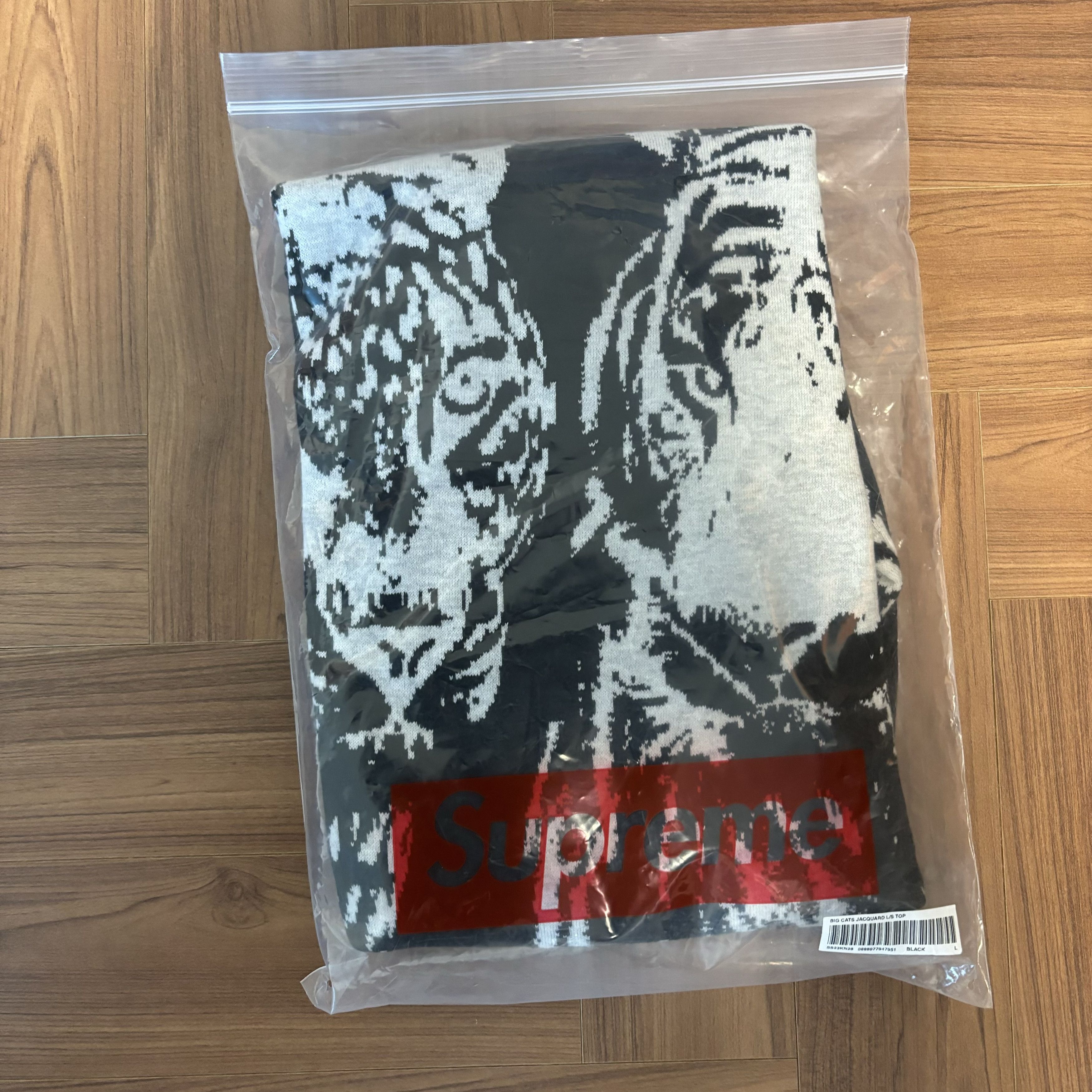 Supreme Supreme Big Cats Jacquard L/S Top Black - 23SS Size US L / EU 52-54 / 3 - 4 Thumbnail