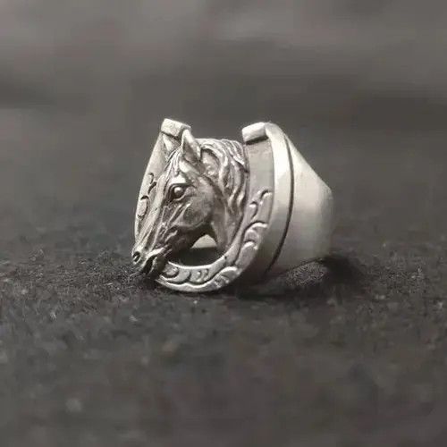 Other 925 Silver Plated Adjustable Horse Ring for Men Women Size ONE SIZE - 3 Thumbnail