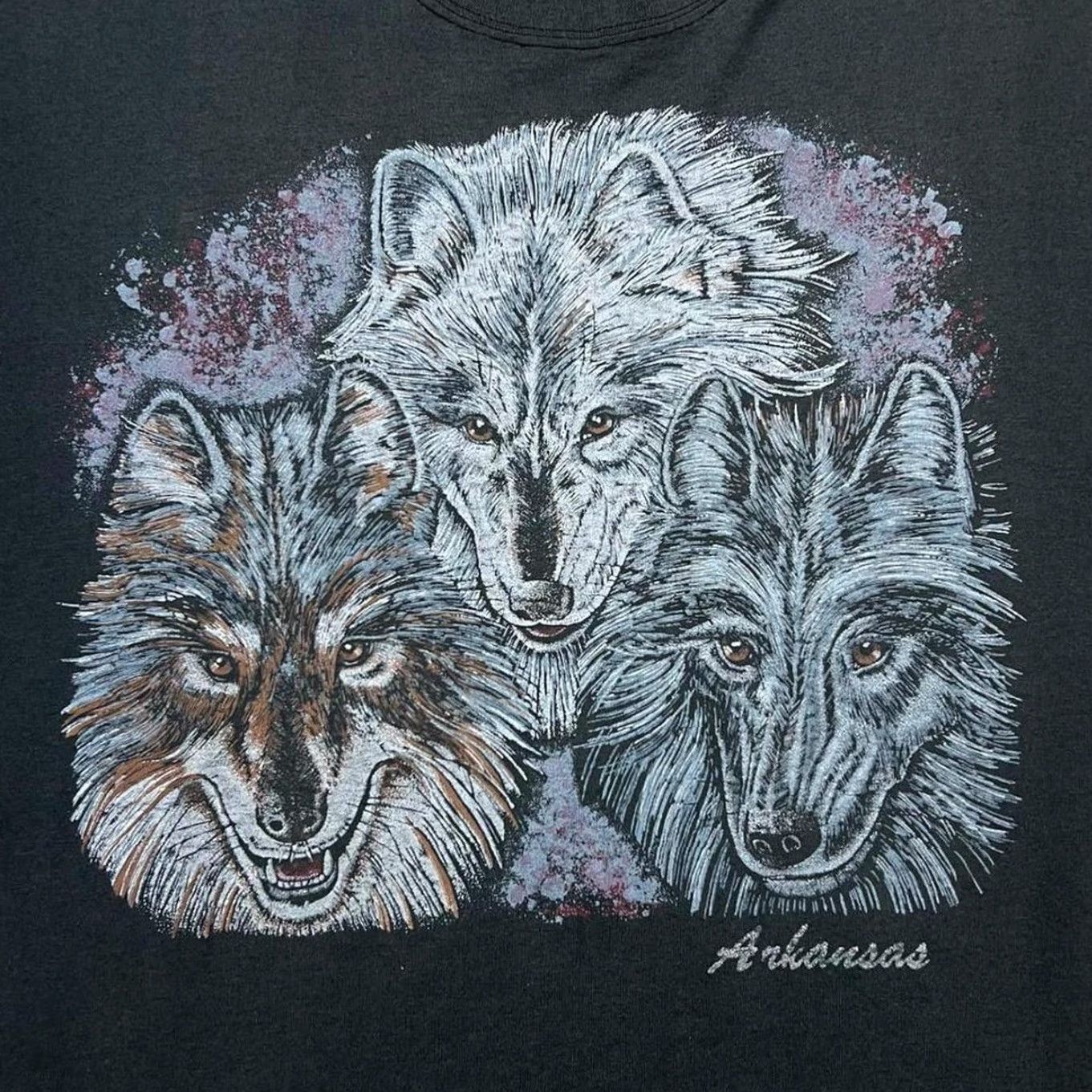 Vintage Vintage Arkansas Wolf Pack T-Shirt XL Black Graphic Souvenir 1990s Mens XL Size US XL / EU 56 / 4 - 3 Thumbnail