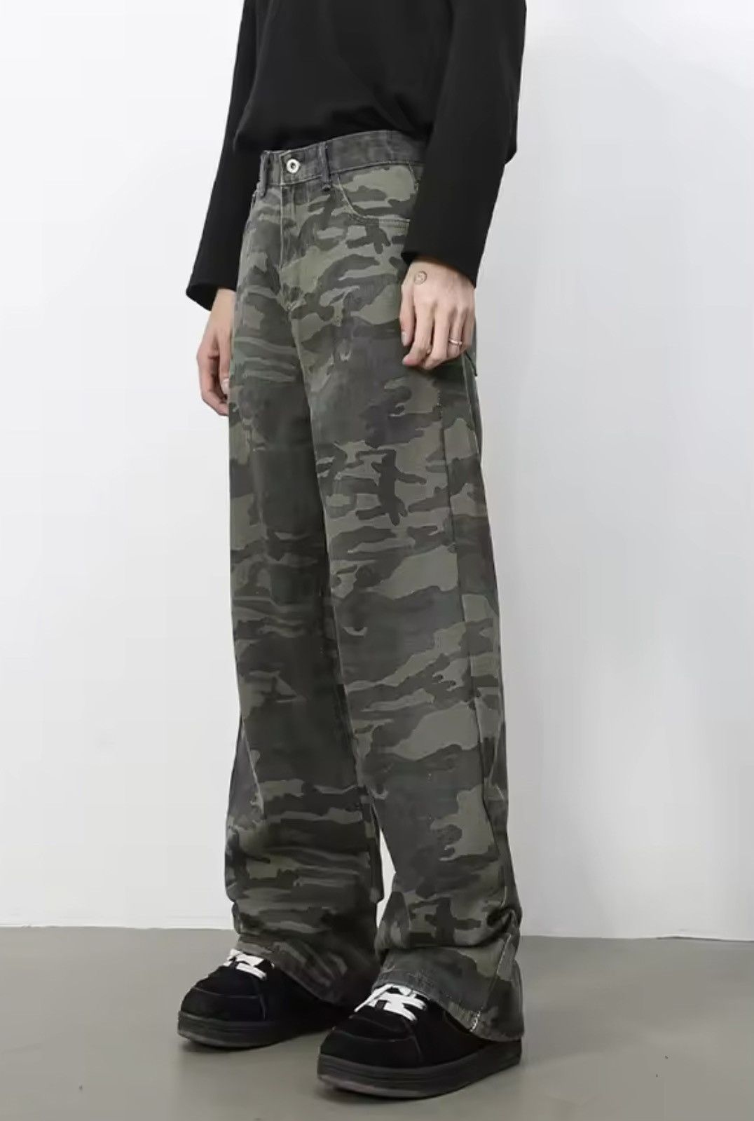 Japanese Brand Camo Denim Pants - Wide Leg Tactical Streetwear Trousers Size US 29 - 4 Thumbnail