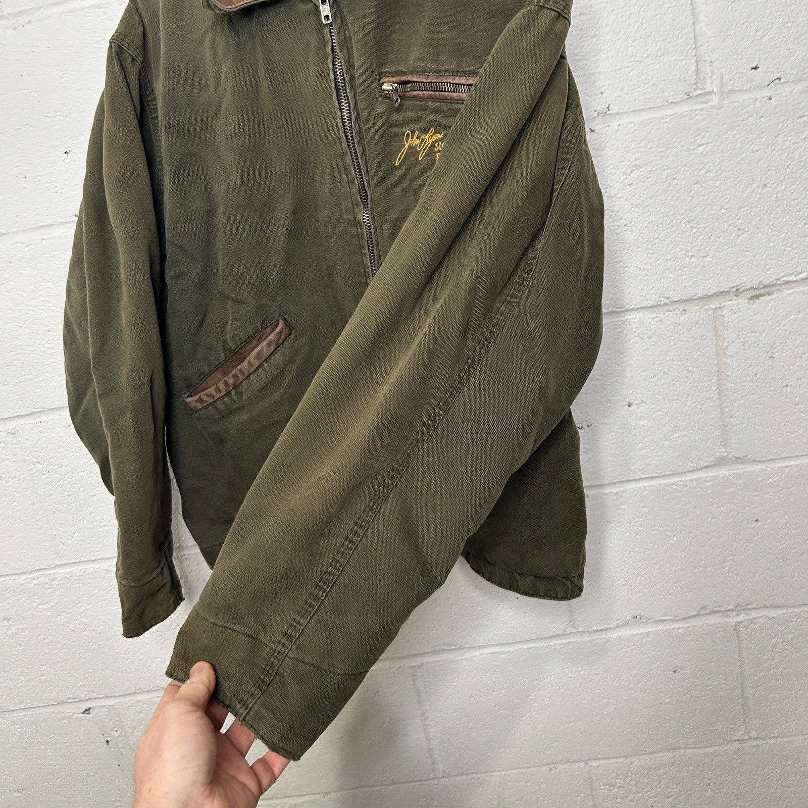 The Unbranded Brand Vintage Quilted Detroit Style Jacket “Moss Green” Size US XL / EU 56 / 4 - 6 Thumbnail