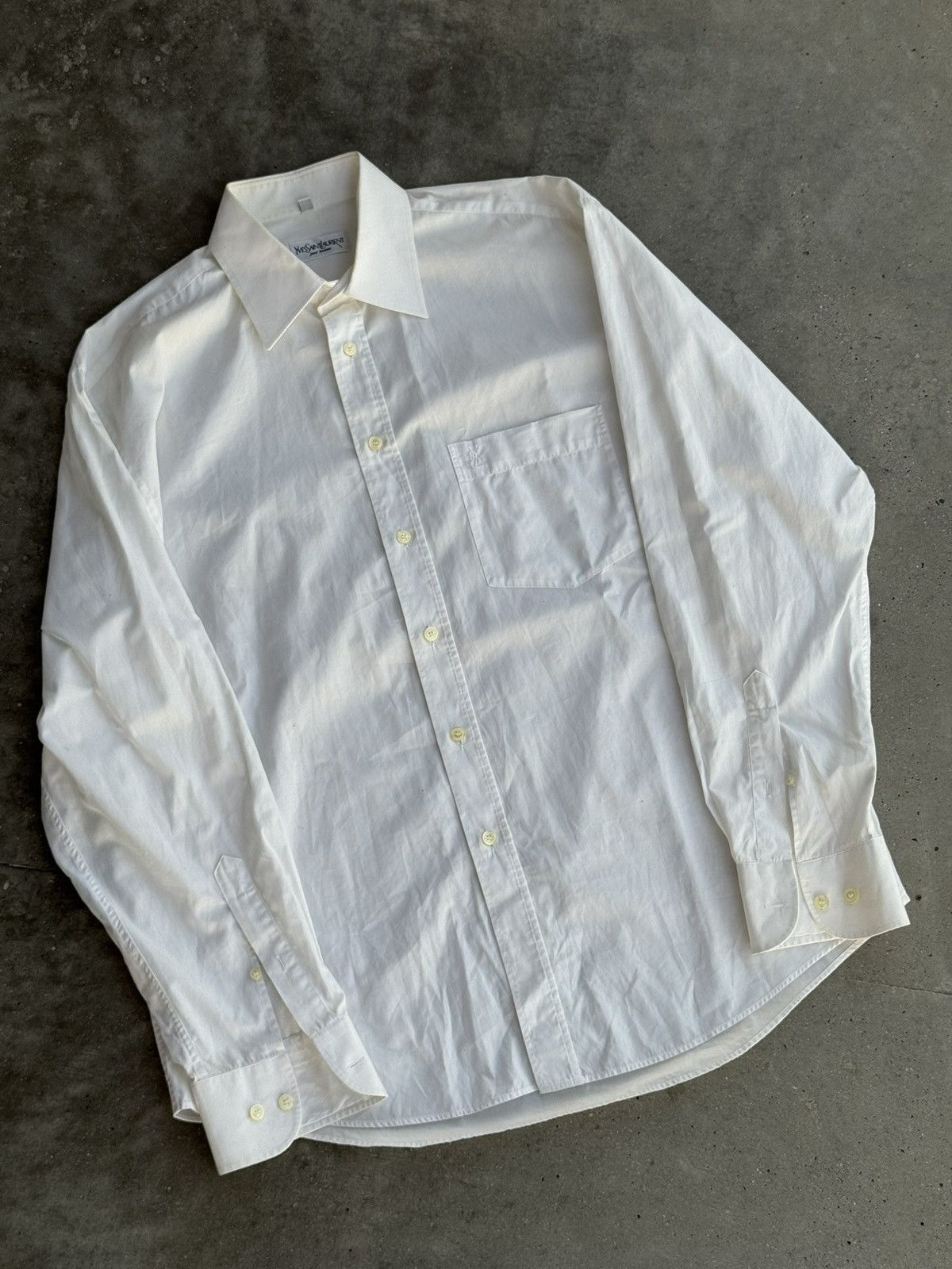 Yves Saint Laurent Vintage YSL SLP Saint Laurent Paris Small logo white Shirt Size US XL / EU 56 / 4 - 4 Thumbnail