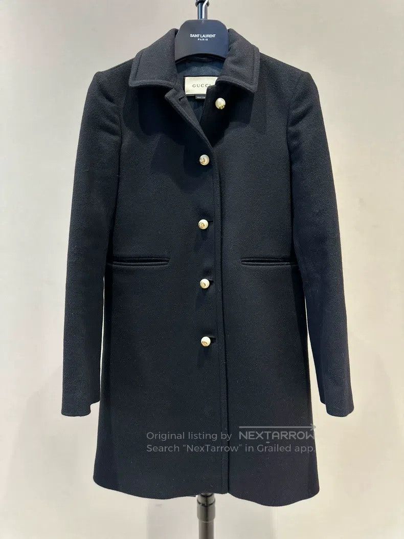 Gucci Gucci Black pearl buckle wool coat Size XS / US 0-2 / IT 36-38 - 1 Thumbnail