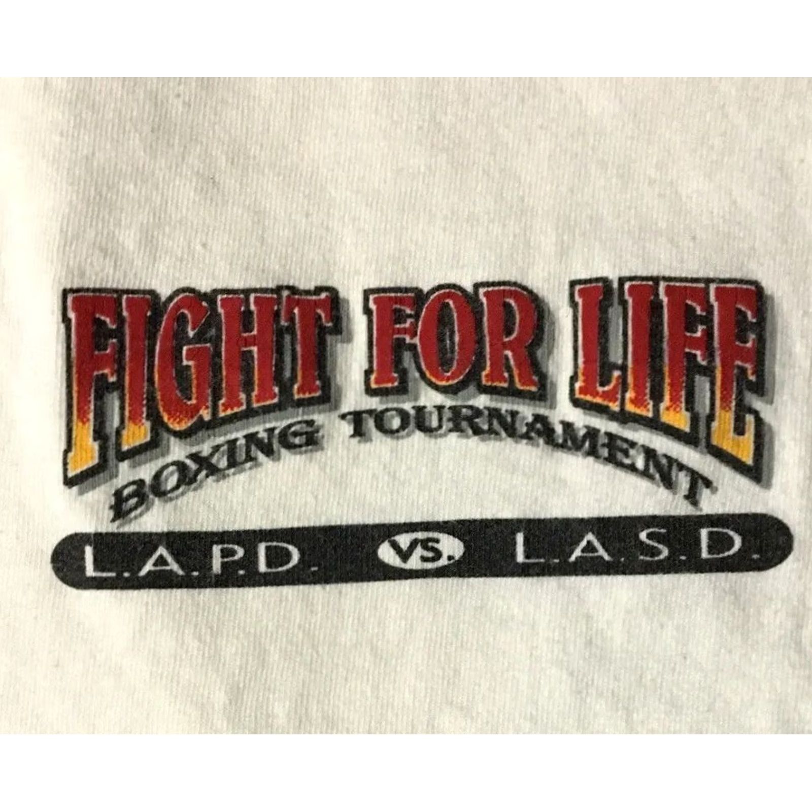 Vintage VINTAGE Fight For Life LAPD VS LASD Boxing Shirt XL White Police Cop Grunge 90s 80s USA California Mens Graphic Tee Size US XL / EU 56 / 4 - 4 Thumbnail