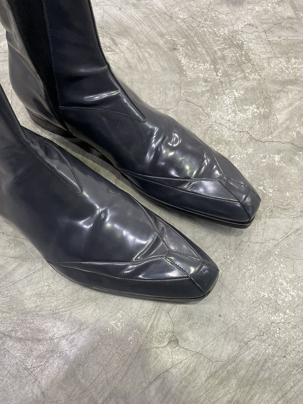 Prada Prada Patent Pointy Toe Boots Oxford Size US 12 / EU 45 - 4 Thumbnail