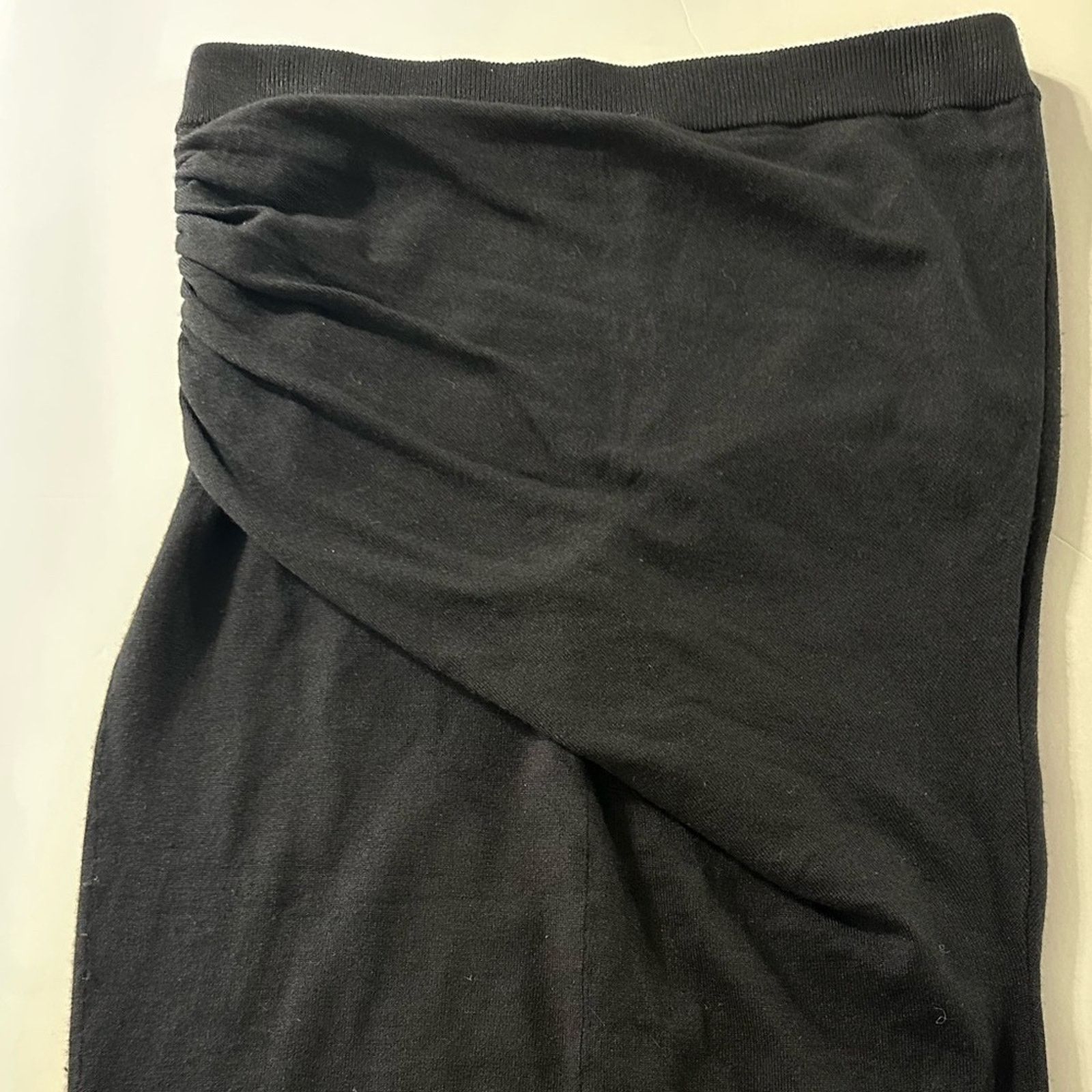 Carven Y2K Knit Pencil Skirt Black sz S Gathered Side Knee Length Size 27" / US 4 / IT 40 - 10 Thumbnail