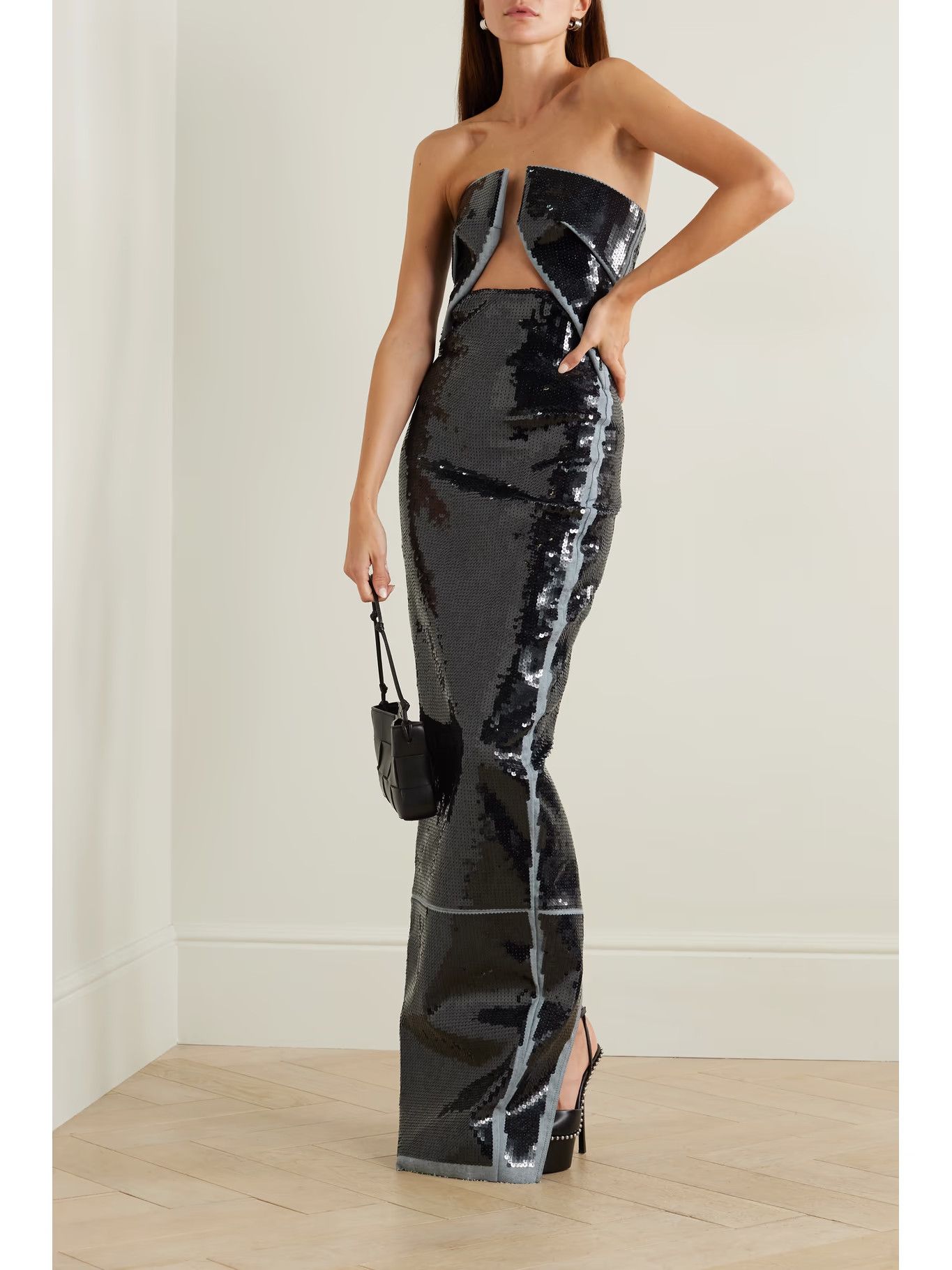 Rick Owens o1y0126 Denim Maxi Dress in Black/Blue Size XS / US 0-2 / IT 36-38 - 2 Thumbnail