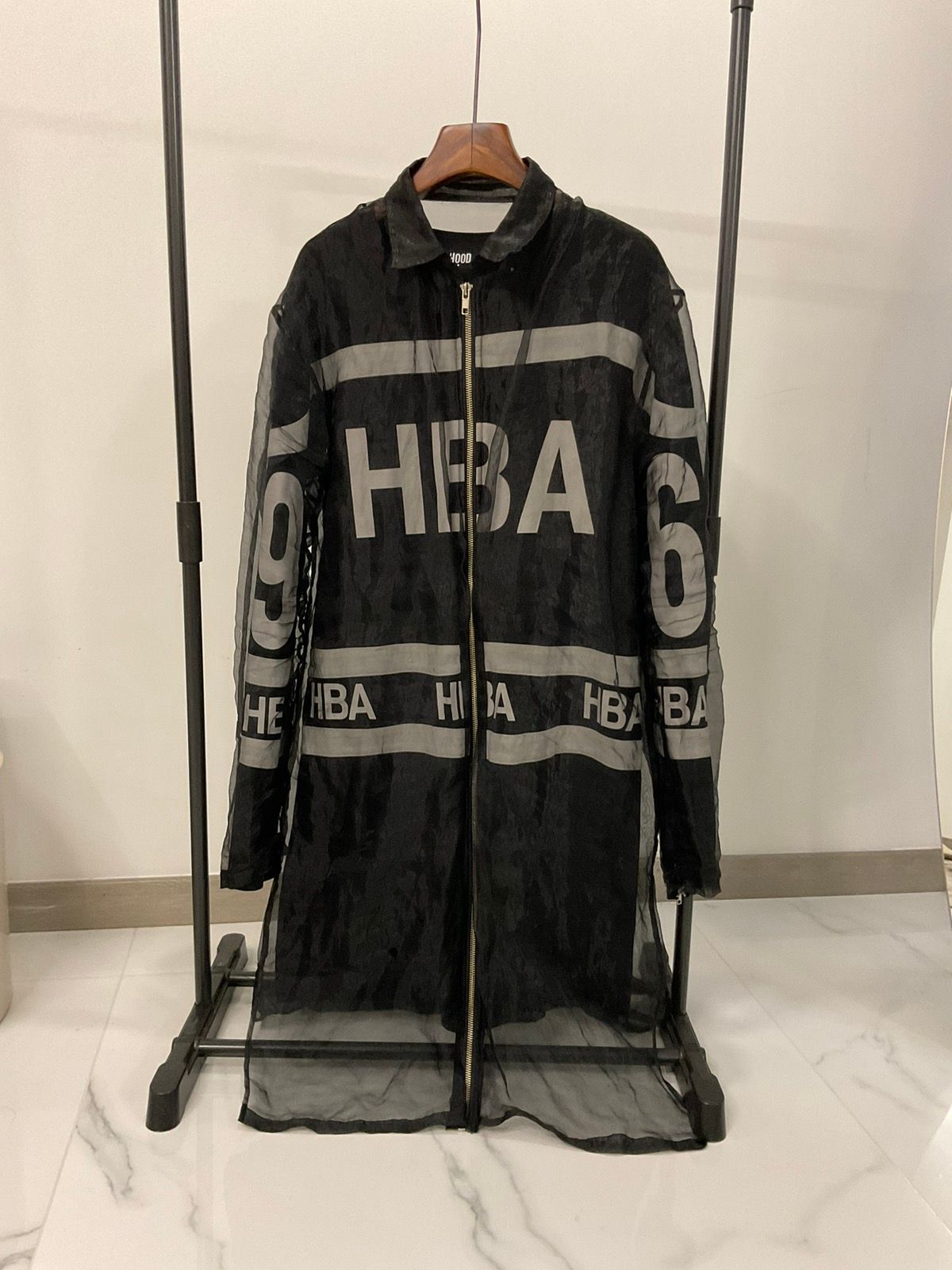 Pre-owned Hood By Air 69 Mesh Zip Up Shirt In Black