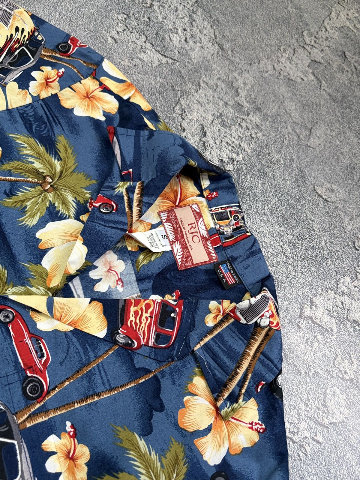 Vintage RJC Hawaiian Aloha Shirt Blue Hot Rod Classic Cars USA S Size US S / EU 44-46 / 1 - 4 Thumbnail