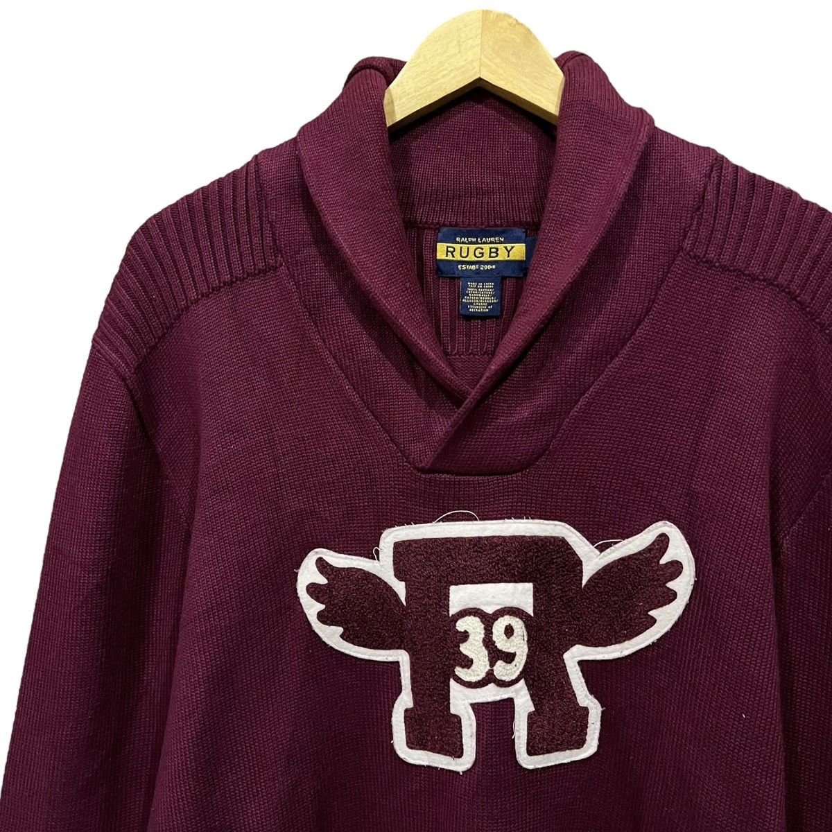 Ralph Lauren Vintage Ralph Lauren Rugby R’39 Wings Logo Heavy Knit Size US L / EU 52-54 / 3 - 3 Thumbnail