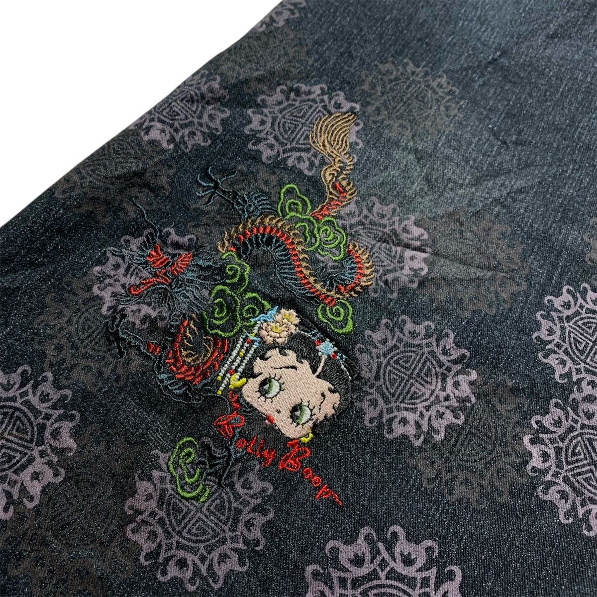 Anime Vtg Betty Boop Cheongsam Embroidery Denim Size L / US 10 / IT 46 - 6 Thumbnail