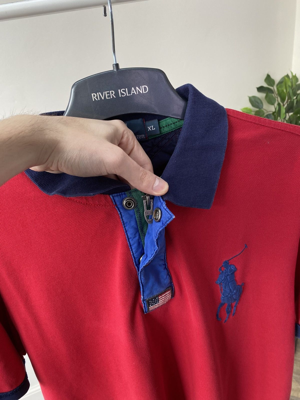 Polo Ralph Lauren × Vintage Vintage Polo Ralph Lauren Red Rugby USA 1/4 Zip Big Pony Size US XL / EU 56 / 4 - 10 Thumbnail