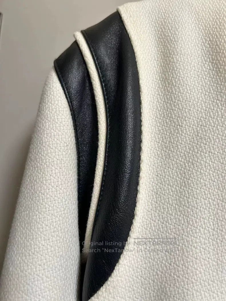 Saint Laurent Paris Saint Laurent Paris Ivory White Leather Patchwork Baseball Size US M / EU 48-50 / 2 - 2 Thumbnail