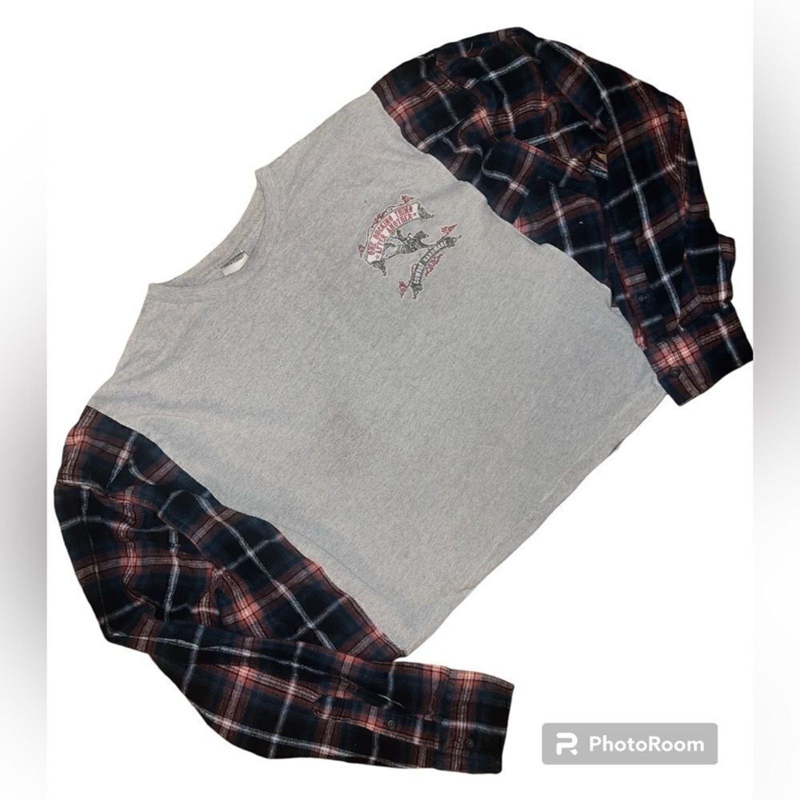 Handmade Western Bull Flannel Rework - Handmade, Fits S-L Size M / US 6-8 / IT 42-44 - 2 Thumbnail