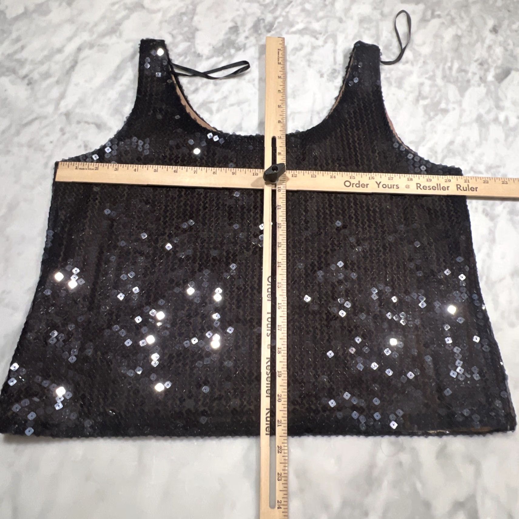 Vintage VINTAGE Jeffrey & Dara Evenings by Tom Barra Sequin Tank Top Women 16 Black Cropped Lined USA Party/Cocktail Formal Short Tank Top Womens Size XXL / US 16-18 / IT 52-54 - 7 Thumbnail