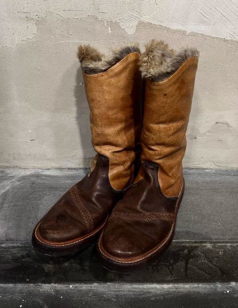 Number (N)ine Number (N)ine 2002AW “George” Era Suede Panel Leather Boots Size US 5.5 / EU 38 - 2 Thumbnail