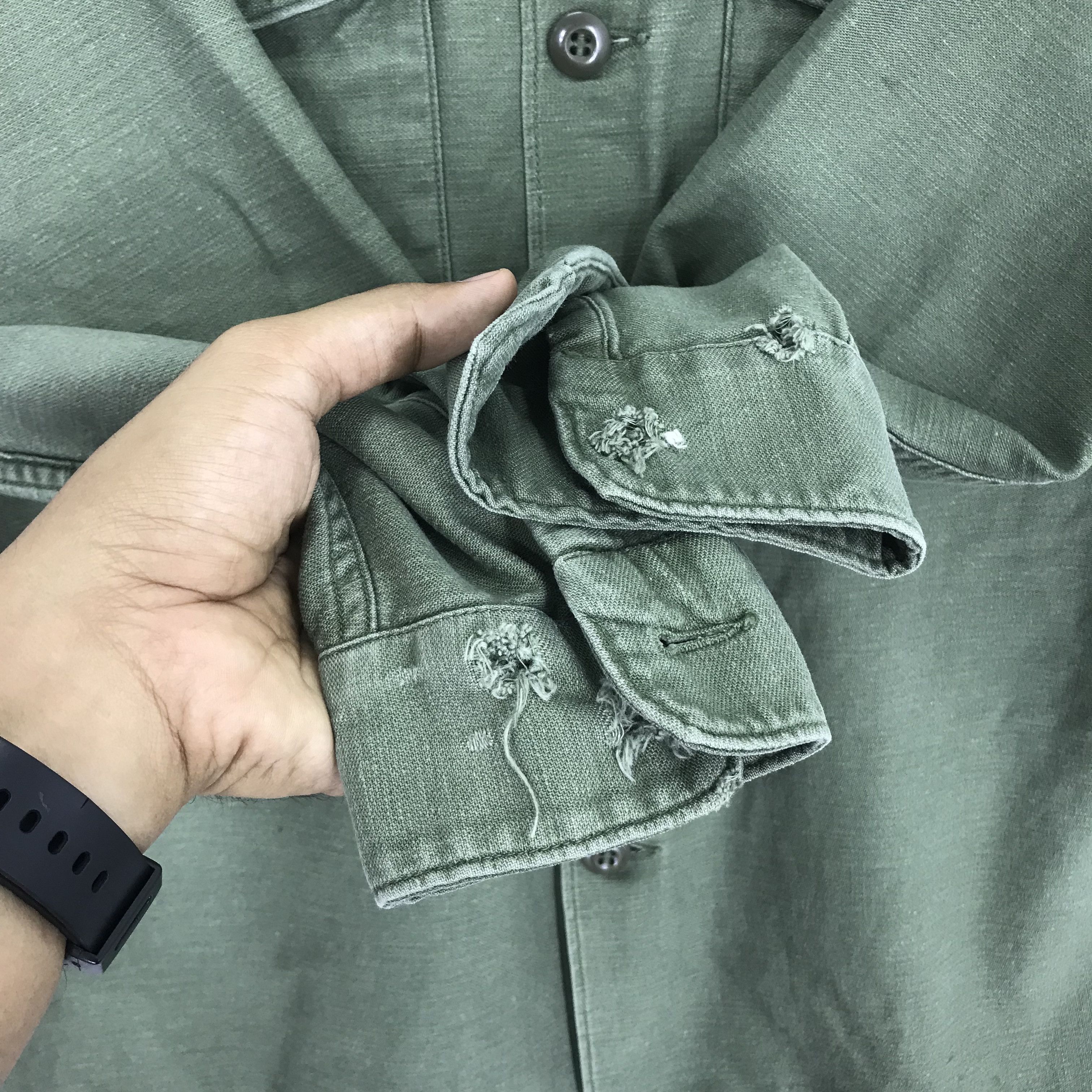 Vintage Vintage Distressed Us Army Fatigue Worker Shirt Wolff Name Size US M / EU 48-50 / 2 - 7 Thumbnail