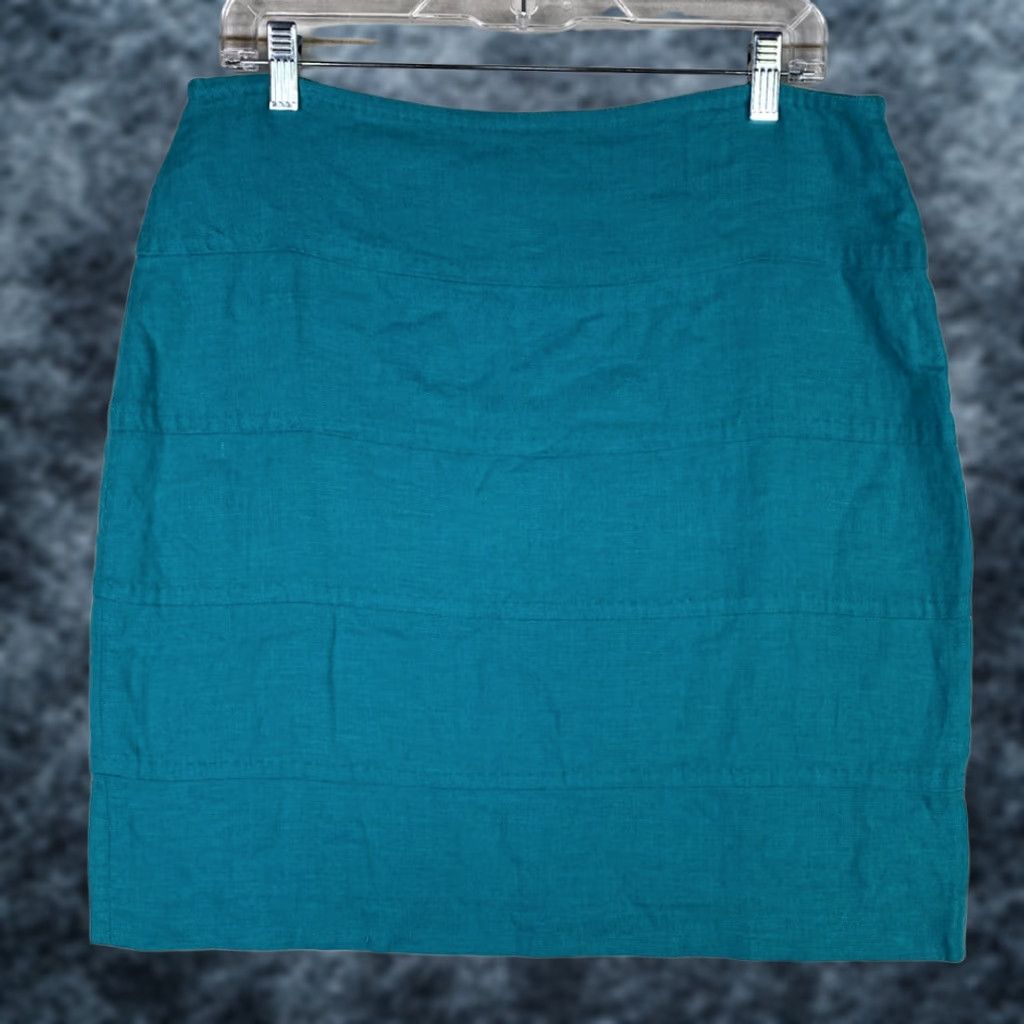 Banana Republic VINTAGE: Banana Republic Skirt Womens 12 Turquoise Green Linen Mini Lined Washable Size 34" / US 12 / IT 48 - 1 Thumbnail