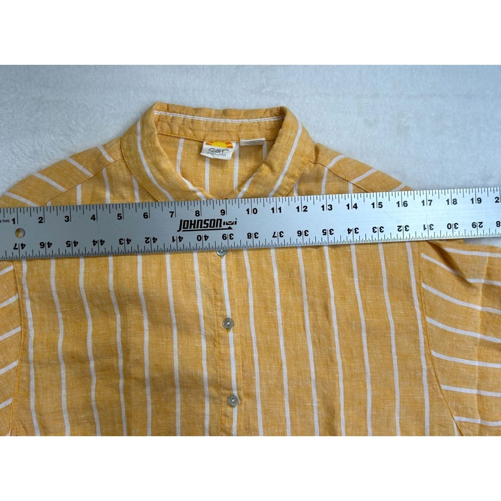 Vintage C&C California Womens Yellow White Striped Linen Button-Up Shirt Top Small NWOT Size S / US 4 / IT 40 - 6 Thumbnail