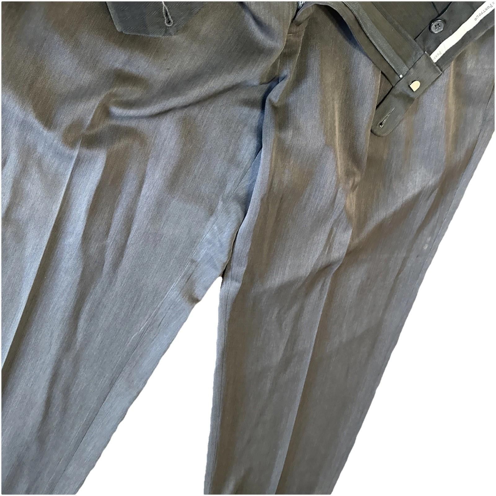Designer Perry Ellis Portfolio Mens Slacks Dress Pants Gray 40x30 Size US 40 / EU 56 - 3 Thumbnail