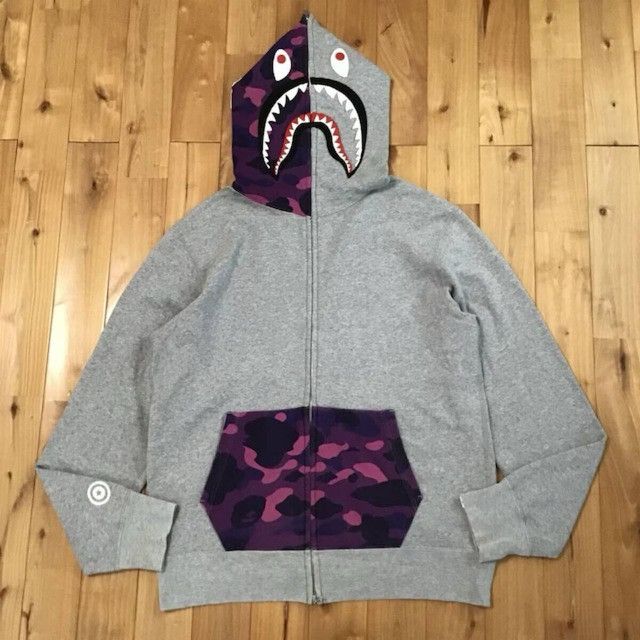 Bape BAPE Purple x Gray Shark Full Zip Hoodie a bathing ape Size US XL / EU 56 / 4 - 1 Thumbnail