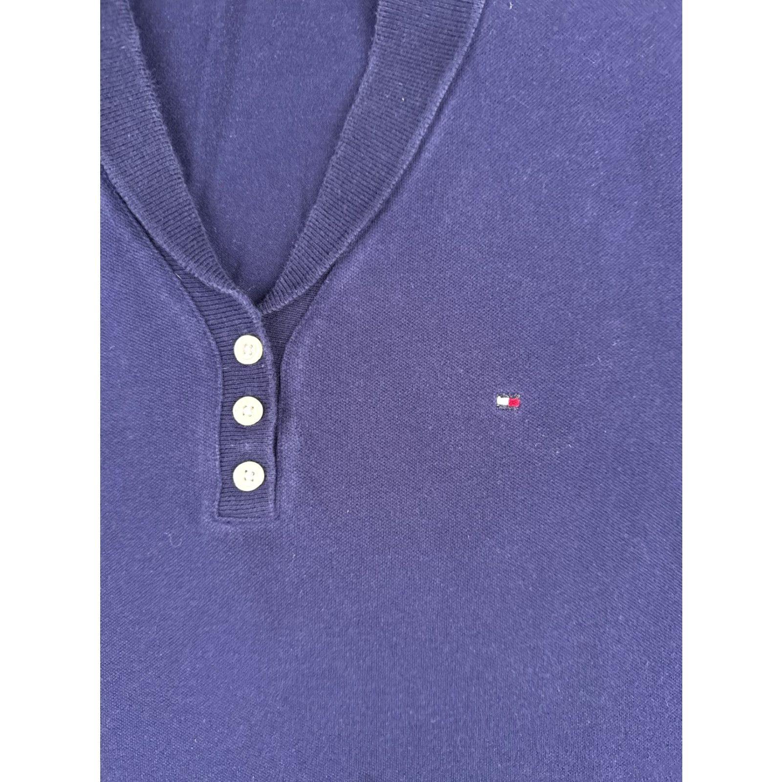 Tommy Hilfiger Tommy Hilfiger Shirt Women Large Blue Cotton Blend Short Sleeve Polo Logo Womens Size L / US 10 / IT 46 - 6 Thumbnail