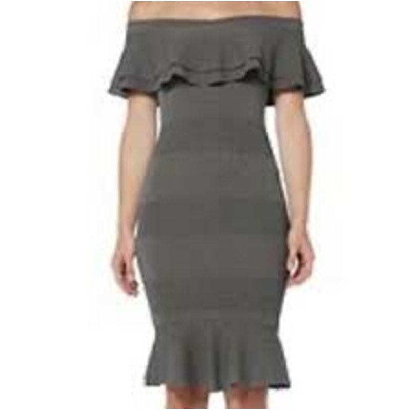 Other Endless Rose Women's Knit Bodycon Dress Gray S Off Shoulder Size S / US 4 / IT 40 - 2 Thumbnail