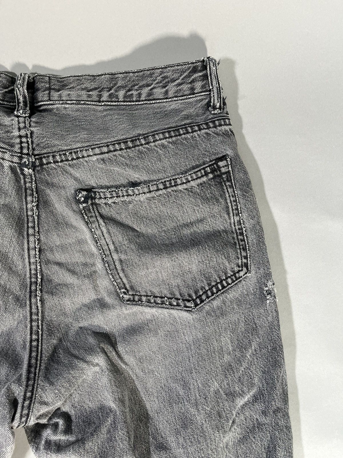 Everlane Custom Upcycled 1 of 1 Y2K Dark Grey Distressed Denim Size US 30 / EU 46 - 11 Thumbnail