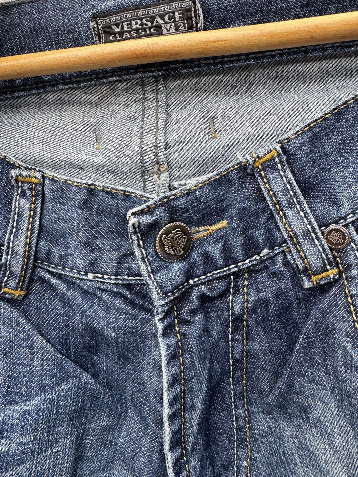 Versace 90s Versace Medusa Big Logo Flared Bootcut Jeans Y2K Size US 32 / EU 48 - 5 Thumbnail