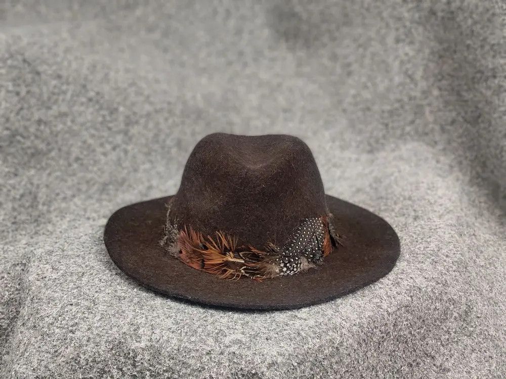 Harris Tweed Joules felt fedora hat feather trim Western Cowboy Vintage Size ONE SIZE - 1 Thumbnail