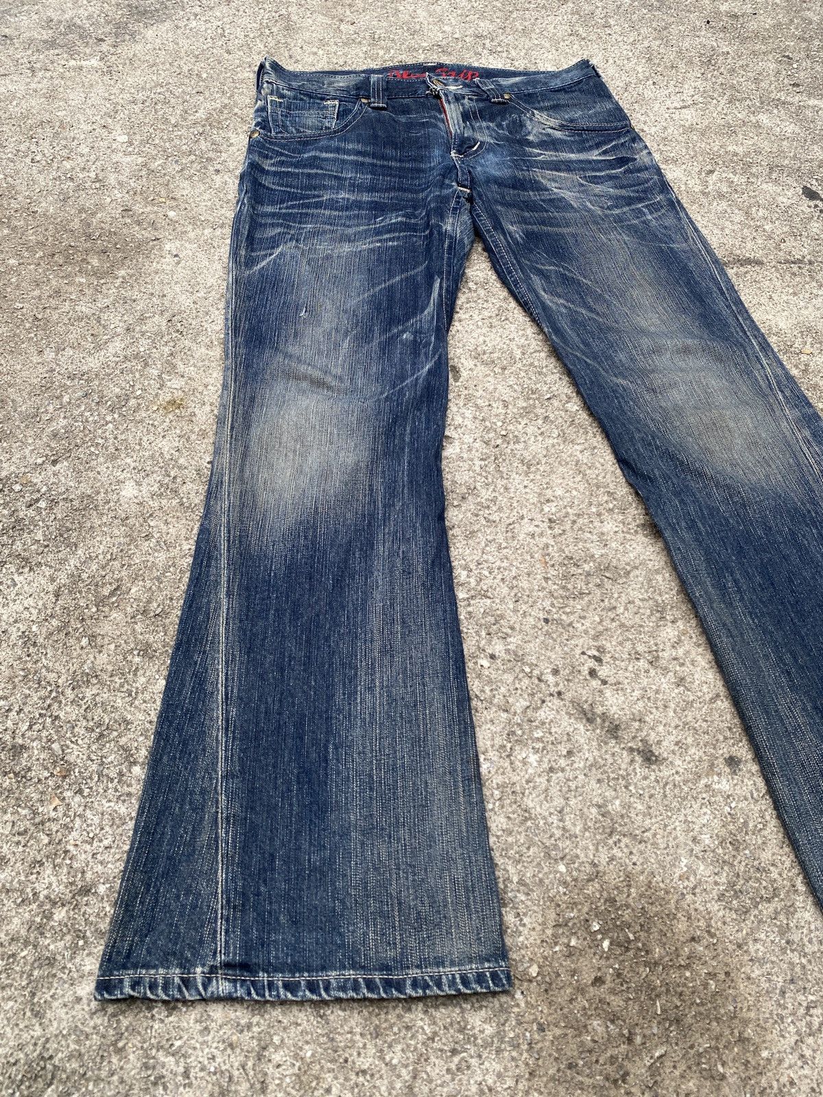Edwin × Japanese Brand × Tornado Mart 2000s - Edwin Blue Trip Claw Marks Design Flare Denim Size US 32 / EU 48 - 3 Thumbnail