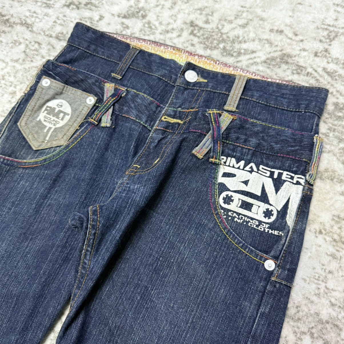 Japanese Brand 2000s Rimaster Japan Double Waist Twisted Seam Jeans Size US 30 / EU 46 - 9 Thumbnail