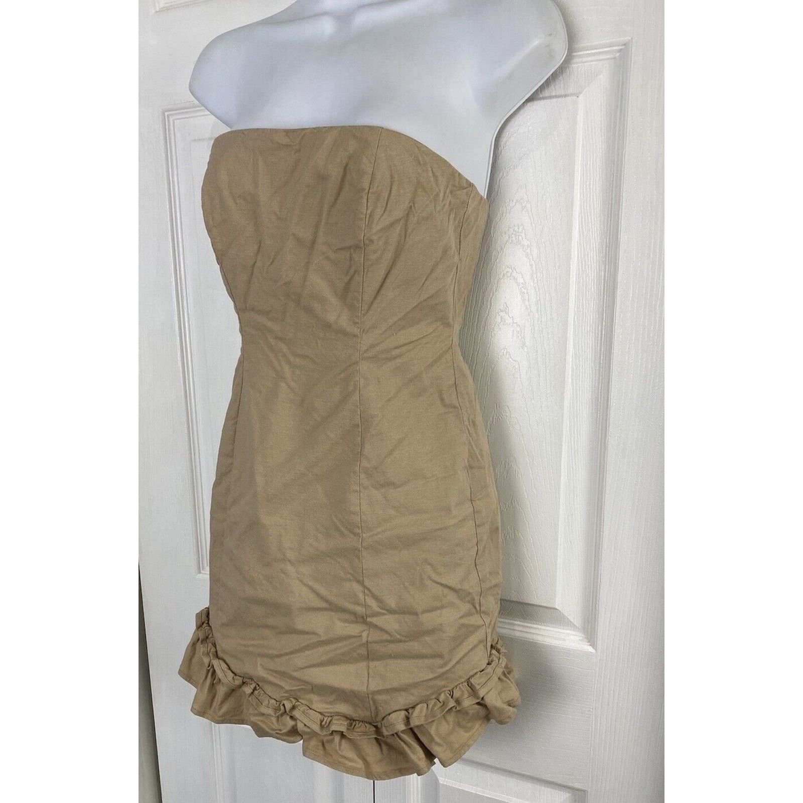 Other Revolve Lovers + Friends Mini Dress Tan Strapless Ruffle Size S / US 4 / IT 40 - 2 Thumbnail
