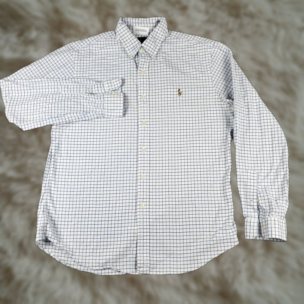 Ralph Lauren Ralph Lauren Shirt Men's XL White/Blue Check Pony Casual Button-Up Long Sleeve Mens Size US XL / EU 56 / 4 - 1 Thumbnail