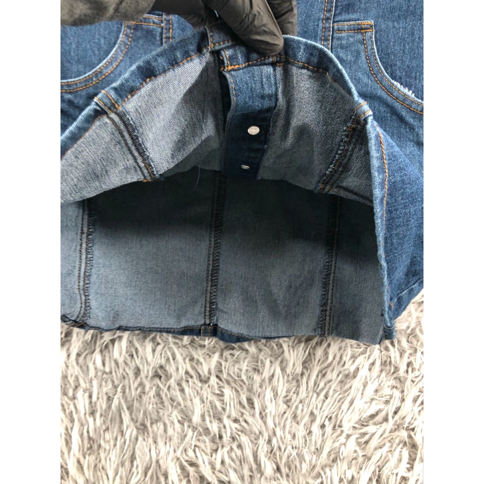 Vintage Highway Jeans Skirt A-Line Midi Womens L Blue Denim Slit Pockets Stretch Machine Washable Regular Size 36" / US 14 / IT 50 - 4 Thumbnail